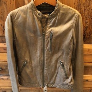 BANANA REPUBLIC DISTRESSED MUSHROOM LEATHER JACKET